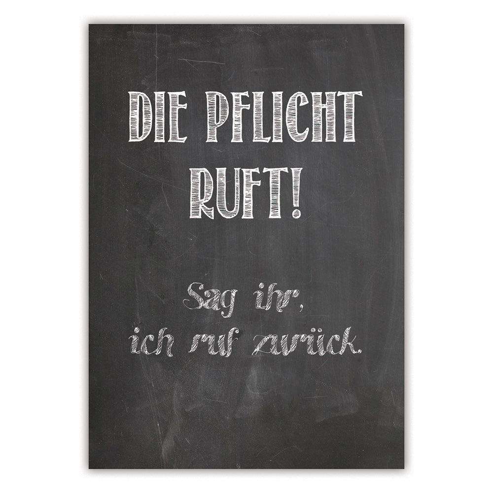 Spruchkarte "Die Pflicht ruft ..."