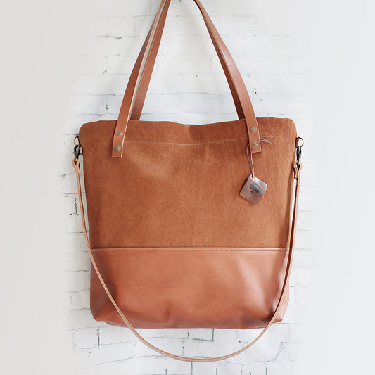 Beutel Echtleder Shopper "Manoo" cognac