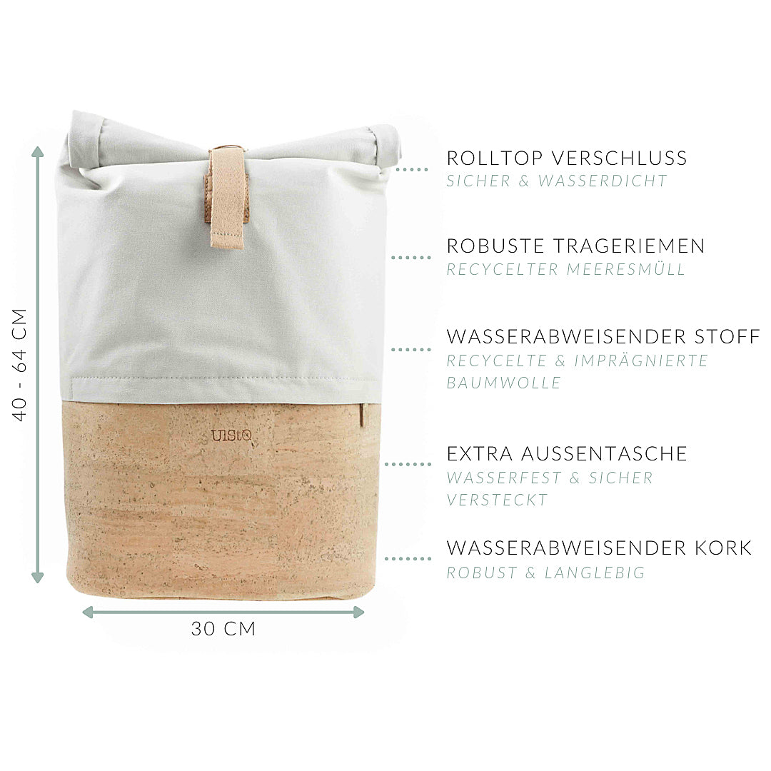 Rucksack "Pontica", Kork, weiß